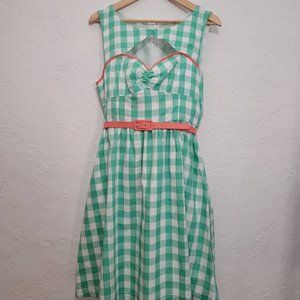 Modcloth Gingham Pin-Up Dress - Mint Green Vintage-Style 50's XL